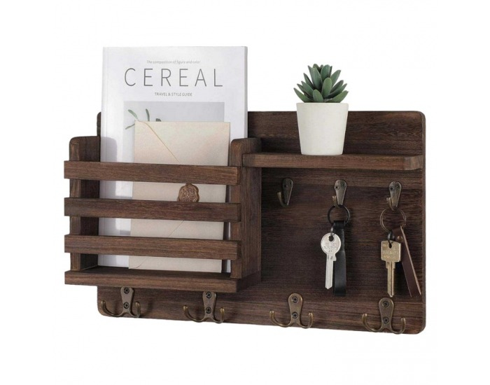 Vešiak na stenu s organizérom Imre - hnedá