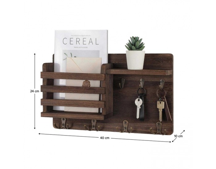 Vešiak na stenu s organizérom Imre - hnedá