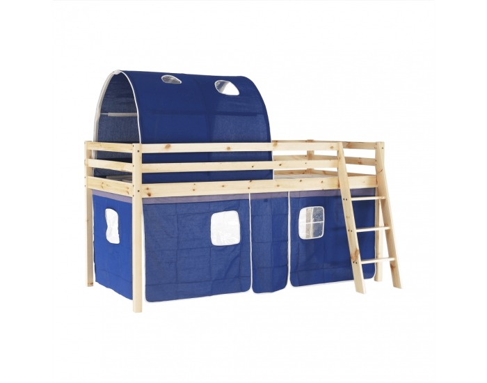 Drevená poschodová posteľ s roštom Indigo 90 - borovica / modrá