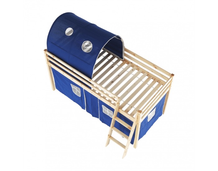 Drevená poschodová posteľ s roštom Indigo 90 - borovica / modrá
