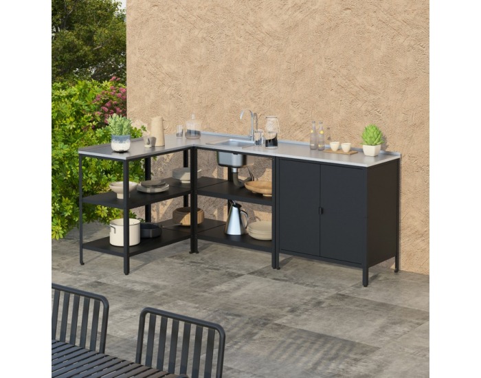 Záhradný kuchynský ostrovček Ines Typ 2 - čierna