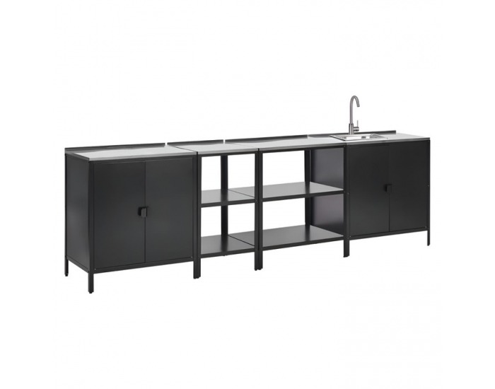 Záhradná kuchynská linka s drezom Ines - čierna