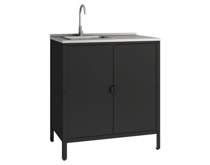 Záhradná kuchynská linka s drezom Ines - čierna