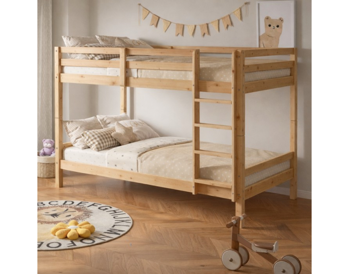 Drevená poschodová posteľ Ineza 90x200 cm - prírodná