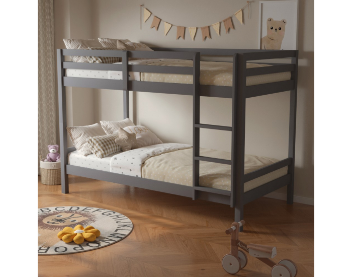 Drevená poschodová posteľ Ineza 90x200 cm - sivá