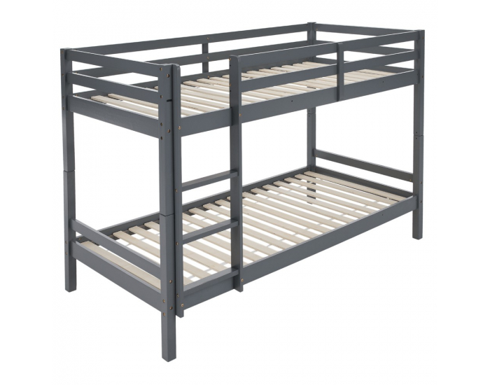Drevená poschodová posteľ Ineza 90x200 cm - sivá