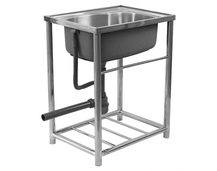 Nerezový kuchynský drez so sifónom Inox New 58x43 cm - chróm