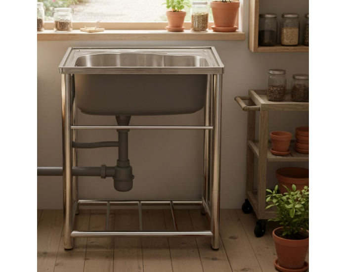 Nerezový kuchynský drez so sifónom Inox New 58x43 cm - chróm