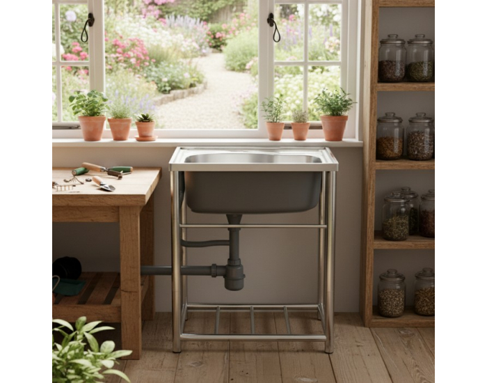 Nerezový kuchynský drez so sifónom Inox New 58x43 cm - chróm