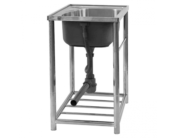 Nerezový kuchynský drez so sifónom Inox New 58x43 cm - chróm