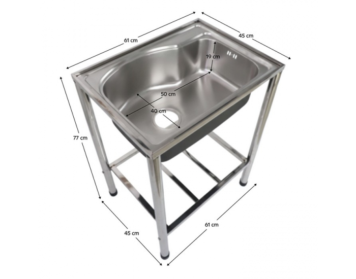 Nerezový kuchynský drez so sifónom Inox New 58x43 cm - chróm