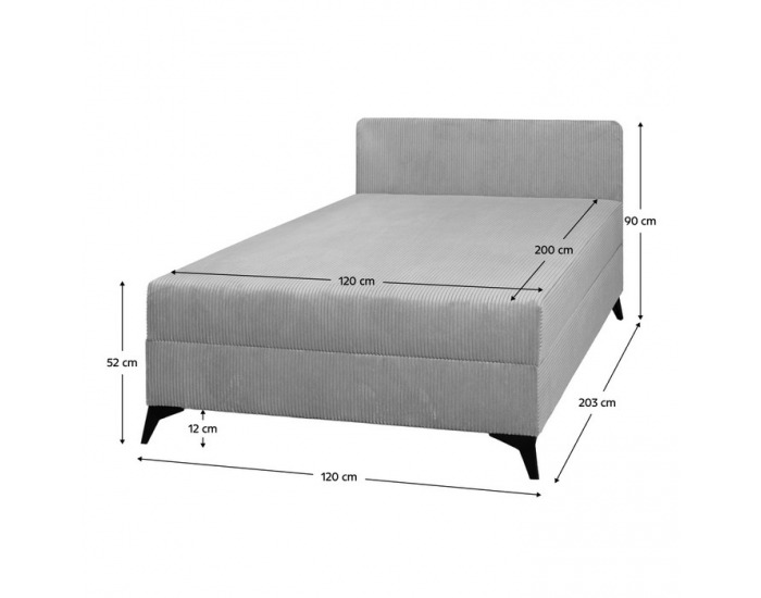 Čalúnená jednolôžková posteľ (váľanda) Isib 120 - svetlosivá