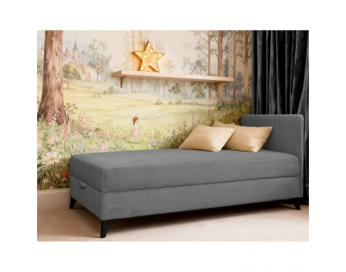 Čalúnená jednolôžková posteľ (váľanda) Isib 90 - tmavosivá