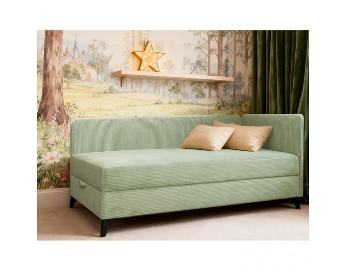 Čalúnená jednolôžková posteľ (váľanda) Isib 90 - zelená