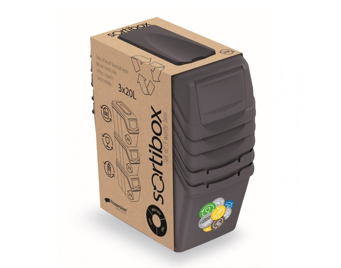 Odpadkový kôš na triedený odpad (3 ks) ISWB20S3 20 l - antracit