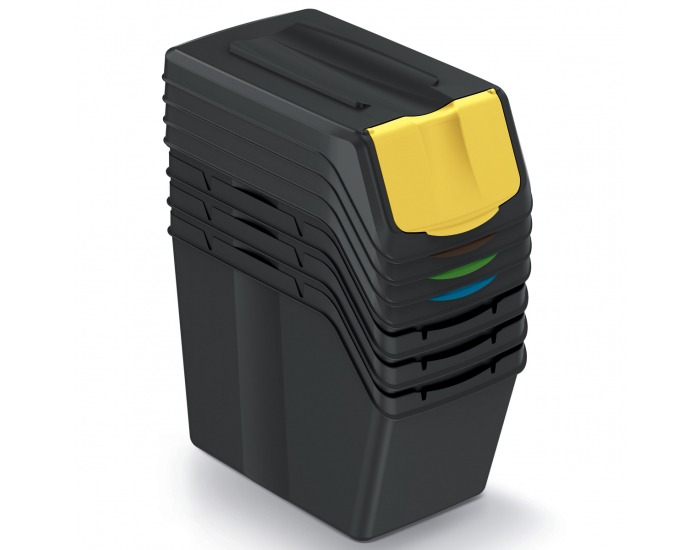 Odpadkový kôš na triedený odpad (4 ks) ISWB20S4 20 l - čierna / kombinácia farieb