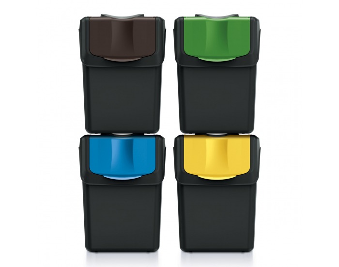 Odpadkový kôš na triedený odpad (4 ks) ISWB20S4 20 l - čierna / kombinácia farieb