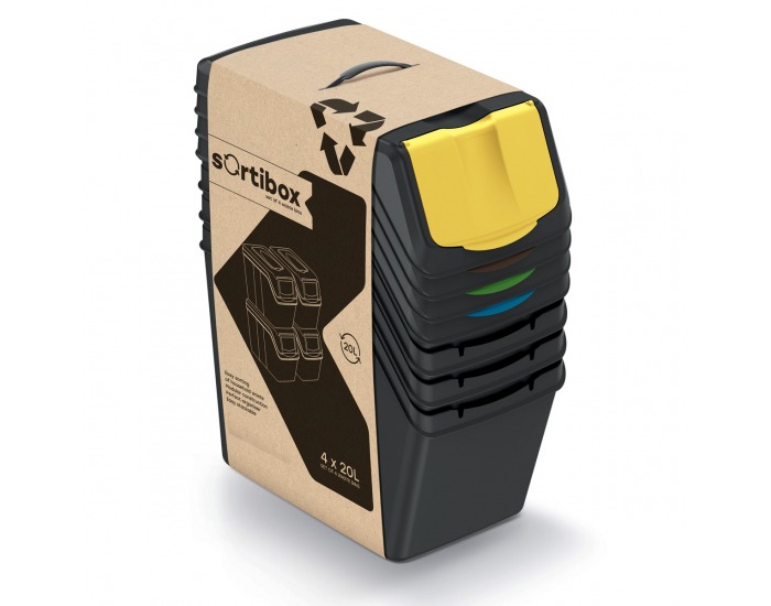 Odpadkový kôš na triedený odpad (4 ks) ISWB20S4 20 l - čierna / kombinácia farieb