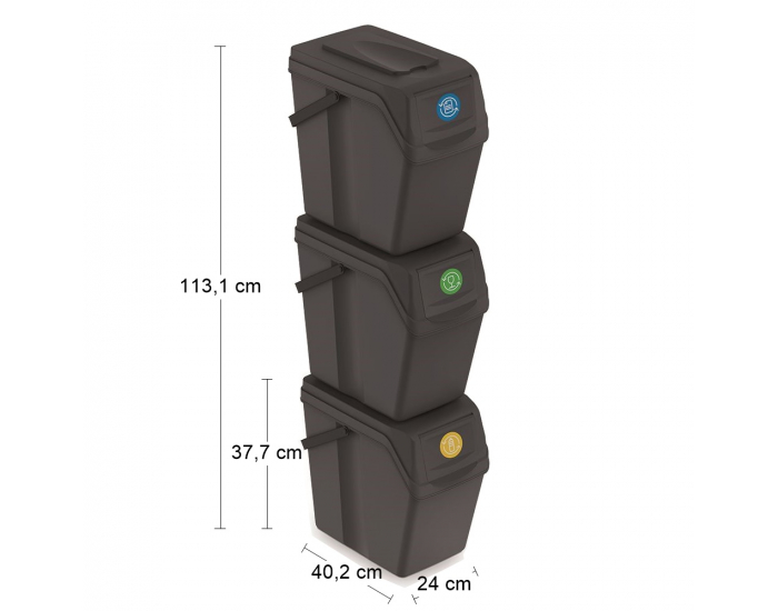 Odpadkový kôš na triedený odpad (3 ks) ISWB25S3 25 l - antracit