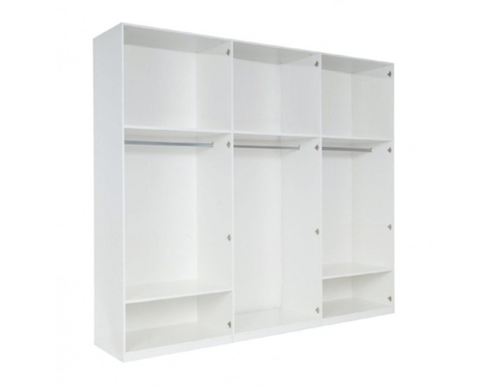 Šatníková skriňa Italia - biela / biely vysoký lesk