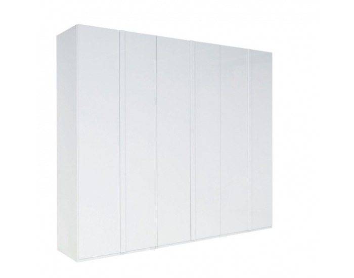 Šatníková skriňa Italia - biela / biely vysoký lesk