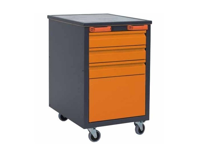 Mobilný kontajner k pracovnému stolu na kolieskach J1 - grafit / oranžová