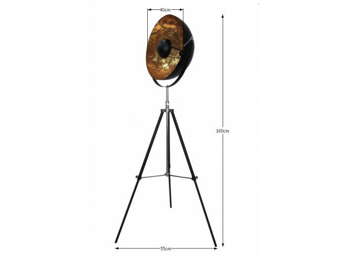 Stojacia lampa Jade Typ 6 - čierna / zlatá