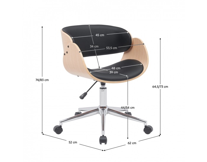 Kancelárske kreslo Janon - čierna / svetlý orech