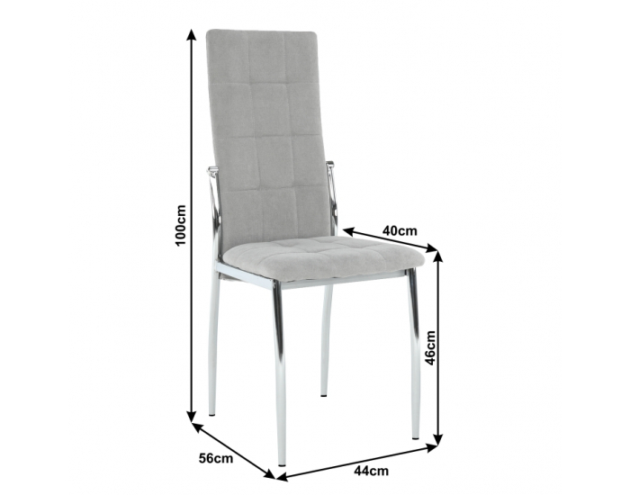 Jedálenská stolička Adora New - sivá / chróm