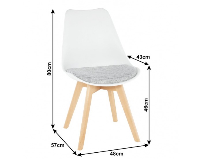 Jedálenská stolička Damara - biela / verzo sivá / buk
