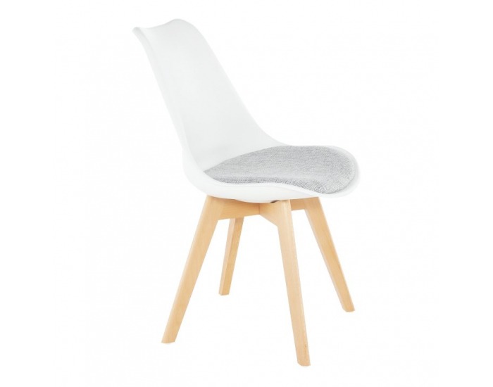 Jedálenská stolička Damara - biela / verzo sivá / buk