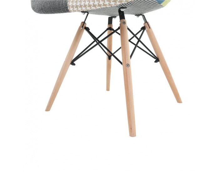 Jedálenská stolička Tobo 3 New - vzor patchwork / buk