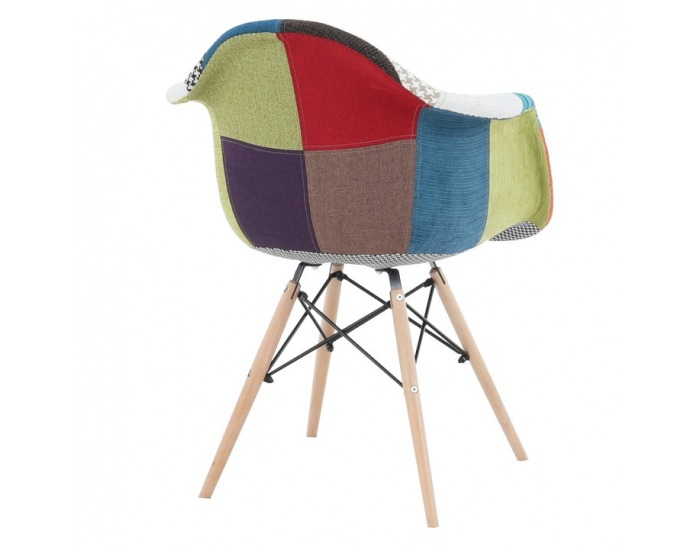 Jedálenská stolička Tobo 3 New - vzor patchwork / buk