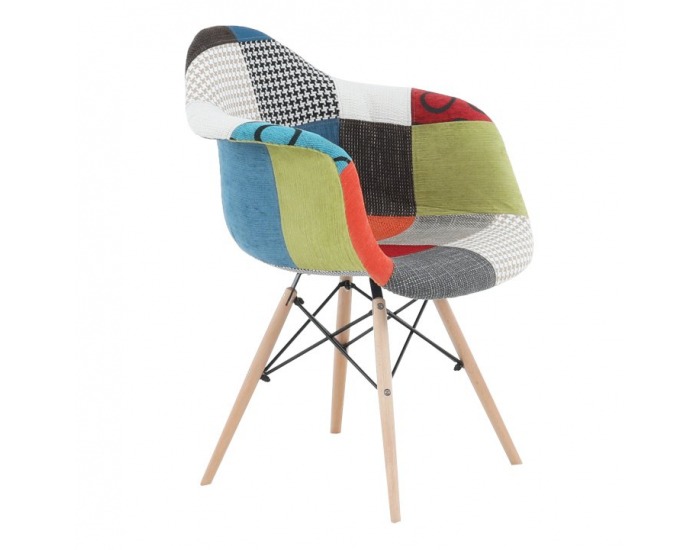 Jedálenská stolička Tobo 3 New - vzor patchwork / buk