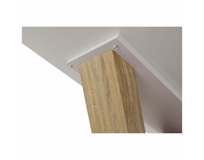 Jedálenský stôl Farnel - dub sonoma / biely lesk