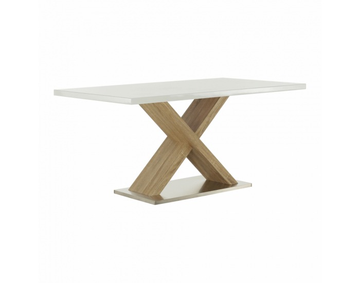 Jedálenský stôl Farnel - dub sonoma / biely lesk