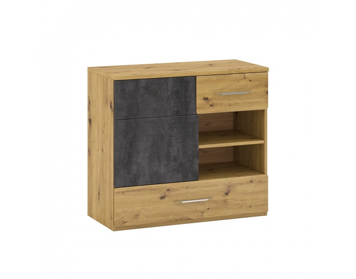 Jednodverová komoda so zásuvkami Eridan G - dub artisan / sivý betón