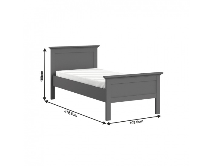 Jednolôžková posteľ Paris 90x200 cm - sivá