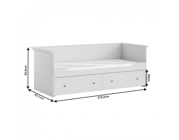 Jednolôžková posteľ s prístelkou Paris 80x200 cm - biela