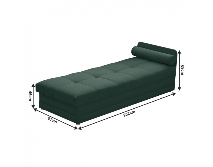 Jednolôžková posteľ (váľanda) s úložným priestorom Riky - smaragdová