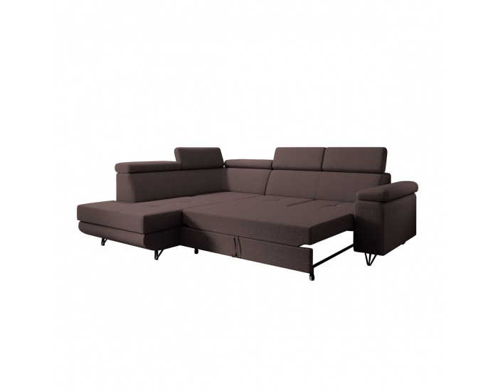 Rohová sedačka s rozkladom a úložným priestorom Jogi Roh L - hnedá / čierna