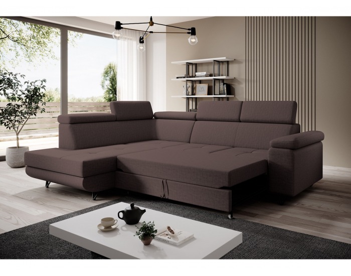 Rohová sedačka s rozkladom a úložným priestorom Jogi Roh L - hnedá / čierna