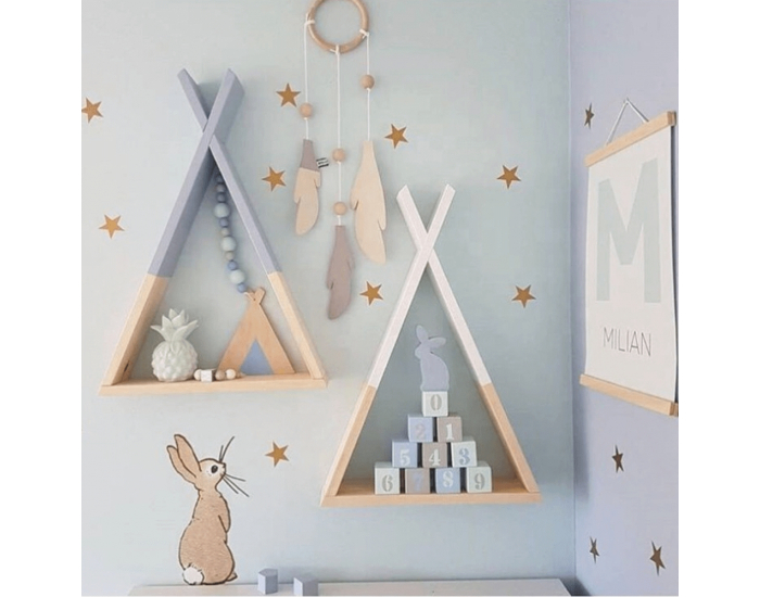 Detská polička Joli - biela / prírodná