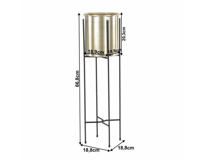Kovový kvetináč Jude Typ 2 - čierna / zlatá