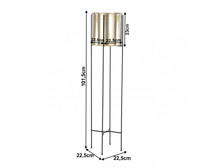 Kovový kvetináč Jude Typ 3 - čierna / zlatá
