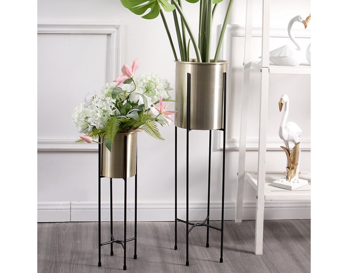 Kovový kvetináč Jude Typ 3 - čierna / zlatá