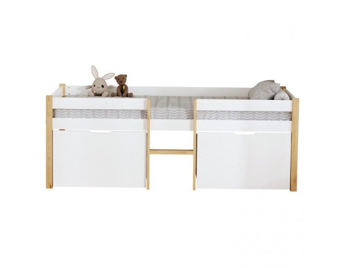 Detská posteľ s úložným priestorom Juna 90x200 cm - biela / dub