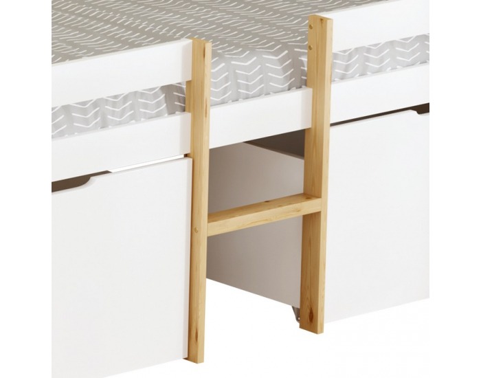 Detská posteľ s úložným priestorom Juna 90x200 cm - biela / dub