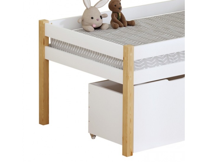 Detská posteľ s úložným priestorom Juna 90x200 cm - biela / dub