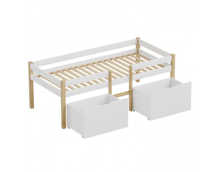 Detská posteľ s úložným priestorom Juna 90x200 cm - biela / dub